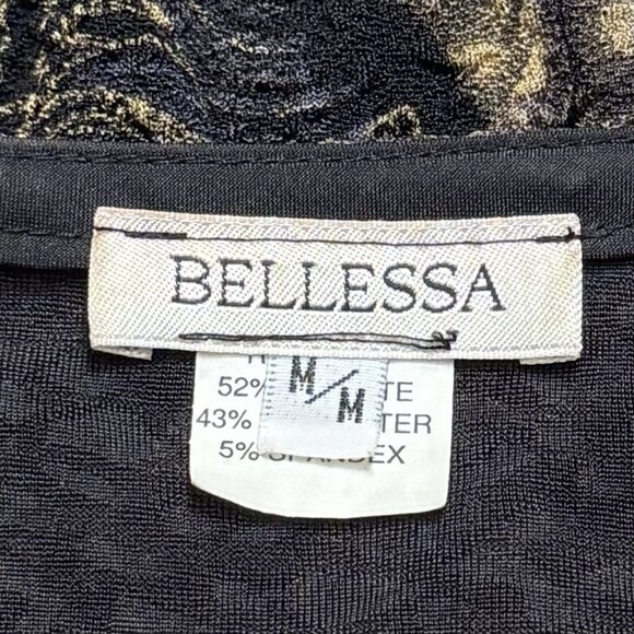 Y2K Bellessa Black Gold Asymmetrical Blouse Dark Romantic WhimsiGoth Fairy M - Picture 8 of 10